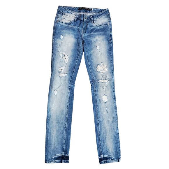 Zara Denim Rules by TRF Womens Sz 6 Denim Blue Jeans Distressed & Destoryed - Picture 2 of 11